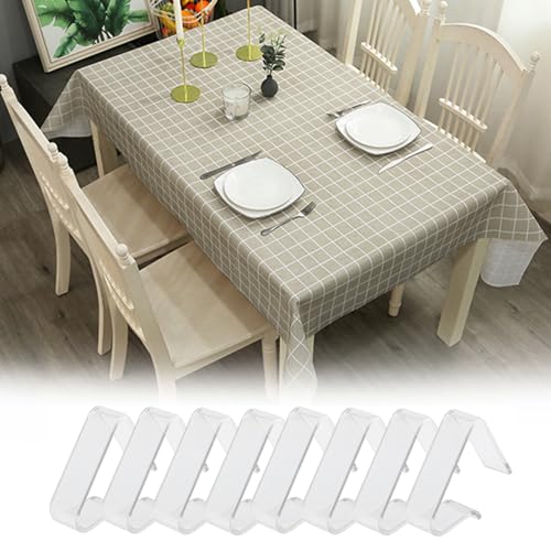 APMGONT 40x60cm Tischdecke Tischdecke Abwaschbar Rechteckig mit 8 Stück Tischdeckenklammern Gartentischdecke Schottenmuster Waschbar Tischdecke für Esszimmer Küche Party (Grau) von APMGONT