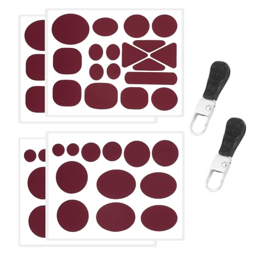 APMGONT Daunenjacke Reparatur Flicken, 4 Blatt Selbstklebende Reparatur Patch Nylon Daunenjacke Patches mit 2 Stück Reißverschlüssen als Ersatz Reparaturflicken für Jacke, Zelt, Tasche (Burgunderrot) APMGONT Daunenjacke Reparatur Flicken, 4 Blatt Selbstklebende Reparatur Patch Nylon Daunenjacke Patches mit 2 Stück Reißverschlüssen als Ersatz Reparaturflicken für Jacke, Zelt, Tasche (Burgunderrot) von APMGONT