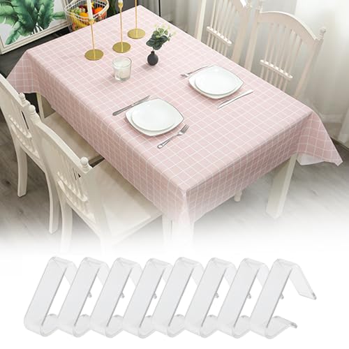 APMGONT 40x60cm Tischdecke Tischdecke Abwaschbar Rechteckig mit 8 Stück Tischdeckenklammern Gartentischdecke Schottenmuster Waschbar Tischdecke für Esszimmer Küche Party (Rosa) von APMGONT