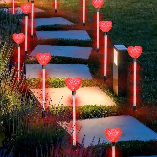 APODESS 12STK Led Herz Garten Maibaum Herz Hochzeitsdeko Heiratsantrag Marry Me Deko Hochzeit Deko Solarleuchten für Außen Garten Solarlampen Wetterfest für Terrasse Rasen Garten Hof Wege von APODESS