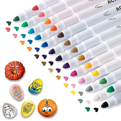 Acrylstifte für Steine Marker Stifte Set: 25 Farben Acrylstifte für Holz Steine Bemalen Farbe Acryl Stifte für Holz Steine Bemalen Glas Papier Keramik Leinwand Ostern Basteln Kinder Deko von KERIFI