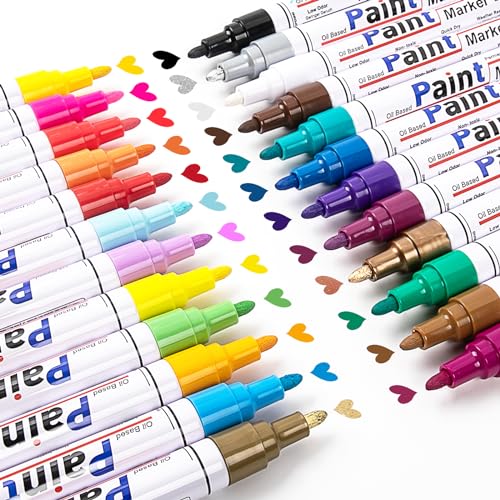 APOGO Paint Pens Paint Markers on Multiple Surfaces, Quick Dry Permanent Marker Pens, Oil Based Ink Waterproof Paint Marker Pen Set for Rocks Painting, Wood, Fabric, Plastic, Canvas, Mugs, DIY Craft APOGO Paint Pens Paint Markers on Multiple Surfaces, Quick Dry Permanent Marker Pens, Oil Based Ink Waterproof Paint Marker Pen Set for Rocks Painting, Wood, Fabric, Plastic, Canvas, Mugs, DIY Craft von APOGO