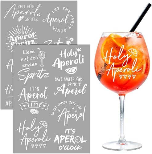 14 Stück Apero Glas Personalisiert Aufkleber Rub On Sticker Apero Spritz Gläser Aufkleber Weiß Holy Aperoli Sprüche Rub Ons Folie Transferfolie Geschenk für Aperolliebhaber Aperoliker von APOMOONS