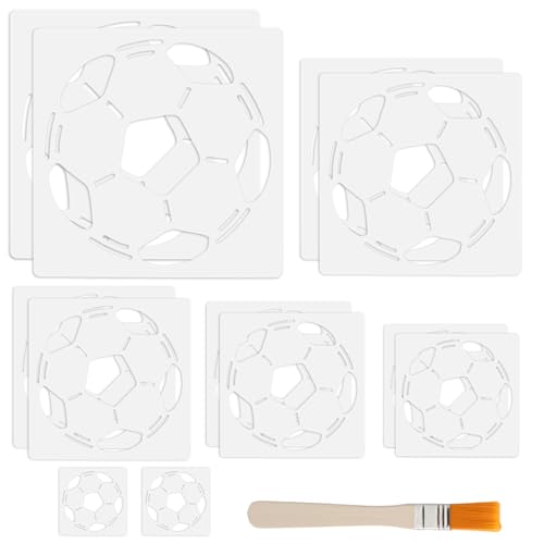 APOMOONS 12 Stück Fußball Schablonen Set Airbrush Schablone Wiederverwendbar Malschablonen Football Schablonen zum Malen Stencil Set Schablone Wandgestaltung für Malen DIY Inklusive Zeichenbrettpinsel von APOMOONS