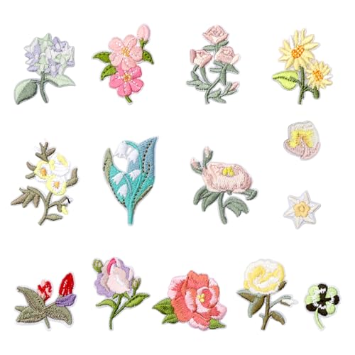 APOMOONS 14 Stück Blumen Patches Zum Aufbügeln, Bestickte Aufnäher Blumen Bügelbilder Iron on Patches Bügelflicken Bügel Bügelaufkleber Bügelpatch für Jeans, Hemden Jacken von APOMOONS