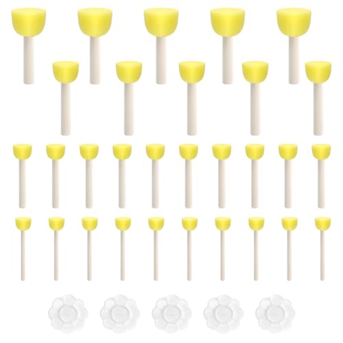 APOMOONS 30 Stück Schwammpinsel mit 5 Mischpalette 8.5cm, Malschwammstempel Schaumstoffpinselset Kinder, Rund Malschwamm Schwammbürste für DIY-Malerei Handwerk Keramik, 4 Größen APOMOONS 30 Stück Schwammpinsel mit 5 Mischpalette 8.5cm, Malschwammstempel Schaumstoffpinselset Kinder, Rund Malschwamm Schwammbürste für DIY-Malerei Handwerk Keramik, 4 Größen von APOMOONS