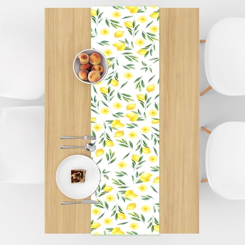APOMOONS 40x140 cm Tischläufer Zitrone, Polyester Tischläufer Sommer Gelb Tischdecke Stoff für Drinnen und Draußen Urlaub Party Wohnzimmer Dekor Tisch Dekoration von APOMOONS
