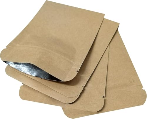 APOMOONS 50 Kraftpapier Druckverschlussbeutel Baggys Verpackungstüten, Kleine Tütchen mit Druckverschluss Food Pouch Luftdichte Beutel, Wiederverschließbare Tütchen für Lebensmittel Lagerung (6x8cm) von APOMOONS