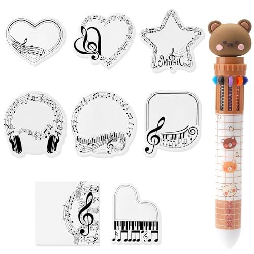 APOMOONS 8 Stück Klebezettel Musik Thema mit 10-in-1 Mehrfarbige Kugelschreiber, Notizzettel Notizblock Sticky Notes, Haftnotizen Set Selbstklebende Music Notes für Schulbüros To-Do-Listen Geschenk APOMOONS 8 Stück Klebezettel Musik Thema mit 10-in-1 Mehrfarbige Kugelschreiber, Notizzettel Notizblock Sticky Notes, Haftnotizen Set Selbstklebende Music Notes für Schulbüros To-Do-Listen Geschenk von APOMOONS