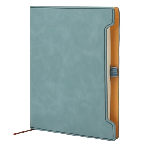 APOMOONS A5 Notizbuch Leder, Leder Notizbuch A5 Liniert, das Tagebuch 100 gsm 200 pages, The Notebook für Notizen, Planung, Studium, Reisen, Zeichnungen, Skizzen Und Projekte, Blau von APOMOONS