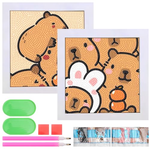 APOMOONS Diamond Painting Kinder ab 8 6 7 9 10 Jahre, Diamant Painting Bilder Kinder Bastelset Mädchen Jungen DIY Mosaik Geschenke Fotorahmen für die Wanddekoration, 17x17cm 2 Stück von APOMOONS