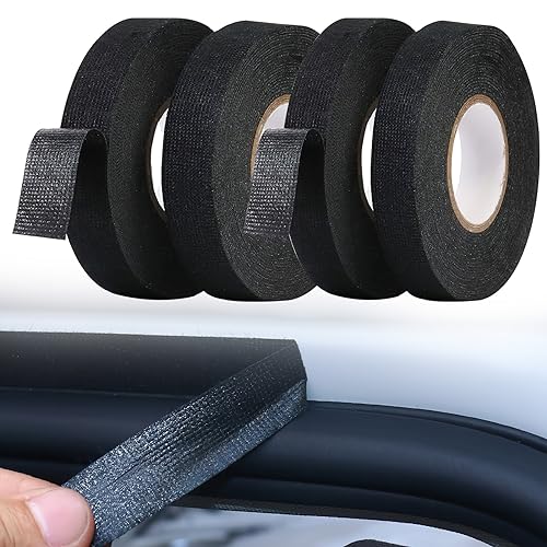 APOMOONS Gewebeband Schwarz 4 Stück, KFZ Gewebeband, Kabelbaum Klebeband 2 Größen Selbstklebend Tuch Auto Filzband für Kabelbäume, Haushalt Kfz Motorrad (15mm x 15m/19mm x 15m) APOMOONS Gewebeband Schwarz 4 Stück, KFZ Gewebeband, Kabelbaum Klebeband 2 Größen Selbstklebend Tuch Auto Filzband für Kabelbäume, Haushalt Kfz Motorrad (15mm x 15m/19mm x 15m) von APOMOONS
