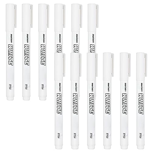 Lackstift Weiß, 12 Permanent Marker Weiß Reifenstifte Weiß Wasserfest Textilmarker Weiß Weiß Stift Wasserfest Marker Acrylstifte Weiß Acrylstifte für Steine Wasserfest für Holz Metall Glas Stoff Stein von APOMOONS