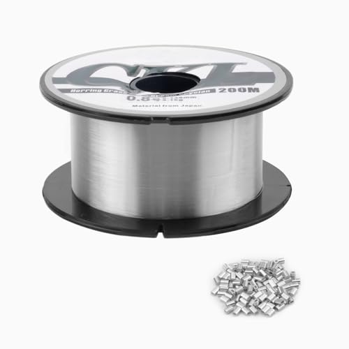 APOMOONS 0,8MM x 200M Nylonfaden Transparent Reißfest mit 120 Aluminiumringe, Durchsichtige Angelschnur Monofile Starker Unsichtbarer Anglerschnurr für DIY Crafting Angel Basteln Schmuck APOMOONS 0,8MM x 200M Nylonfaden Transparent Reißfest mit 120 Aluminiumringe, Durchsichtige Angelschnur Monofile Starker Unsichtbarer Anglerschnurr für DIY Crafting Angel Basteln Schmuck von APOMOONS