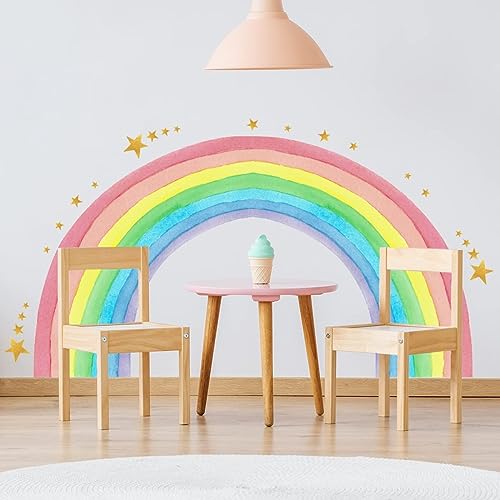 APOMOONS Wandtattoo Wandaufkleber Wandsticker Große Regenbogen Kinderzimmer Babyzimmer Kind Baby Mädchen Wandsticker Wandbild Wanddeko Selbstklebend für Kinderschlafsaal Deko Bohomian Babyzimmer von APOMOONS