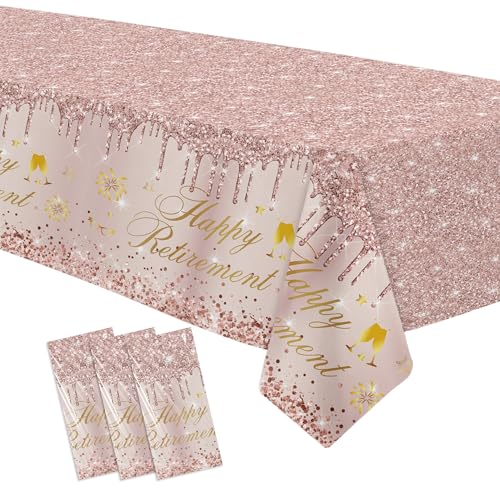 APOWBLS Ruhestands-Dekorationen für Frauen, Einweg-Tischdecke, Roségold, Partydekoration, Tischdecke, Happy Retirement, Tischdekoration, Tischdecke, 137,2 x 274,3 cm, 3 Stück APOWBLS Ruhestands-Dekorationen für Frauen, Einweg-Tischdecke, Roségold, Partydekoration, Tischdecke, Happy Retirement, Tischdekoration, Tischdecke, 137,2 x 274,3 cm, 3 Stück von APOWBLS