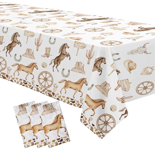 APOWBLS Western Cowboy Party Dekorationen Tischdecke – Einweg-Tischdecke für Cowboy-Geburtstagsparty, Motiv: Western Rodeo, Cowboy, Geburtstag, Babyparty, 137,2 x 274,3 cm, 3 Stück APOWBLS Western Cowboy Party Dekorationen Tischdecke – Einweg-Tischdecke für Cowboy-Geburtstagsparty, Motiv: Western Rodeo, Cowboy, Geburtstag, Babyparty, 137,2 x 274,3 cm, 3 Stück von APOWBLS