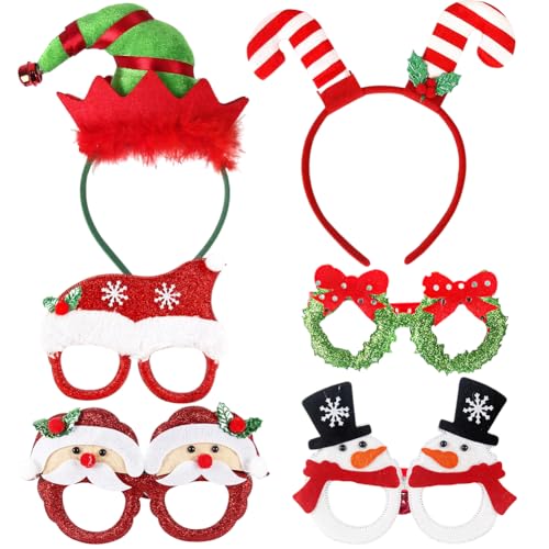 APPCRFM 6 Stück Weihnachts Partydekoration Weihnachtsbrillen Kreative 3D Weihnachtskostüm Brillen,Weihnachten Haarreifen Kopfschmuck für Kinder Party Weihnachten Party Requisiten für Fotografie APPCRFM 6 Stück Weihnachts Partydekoration Weihnachtsbrillen Kreative 3D Weihnachtskostüm Brillen,Weihnachten Haarreifen Kopfschmuck für Kinder Party Weihnachten Party Requisiten für Fotografie von APPCRFM