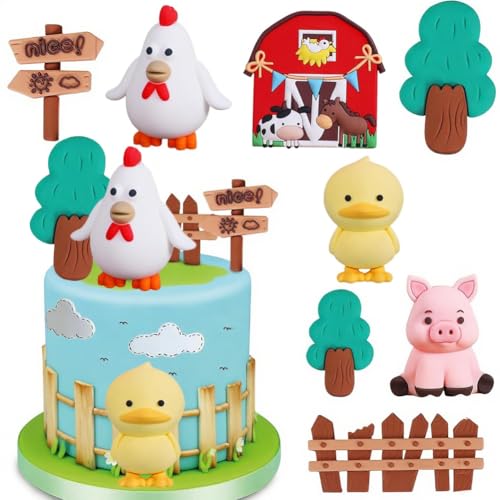Bauernhof Tier Kuchen Dekoration, Tier Geburtstag Kuchen Topper Set, Bauernhof Tiere Geburtstag Party Supplies, Geburtstag Thema Baby Taufe Dekorationen Geeignet für Jungen und Mädchen Bauernhof Tier Kuchen Dekoration, Tier Geburtstag Kuchen Topper Set, Bauernhof Tiere Geburtstag Party Supplies, Geburtstag Thema Baby Taufe Dekorationen Geeignet für Jungen und Mädchen von APPCRFM