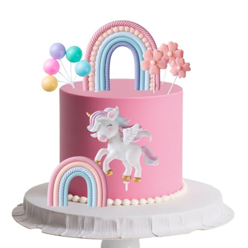 Einhorn-Geburtstagskuchendekorationen, Einhorn-Kuchendekoration, Einhorn- und Regenbogen-Kuchenaufsatz, Happy Birthday Kuchendekorationen für Jungen und Mädchen, Kindergeburtstag, Party Einhorn-Geburtstagskuchendekorationen, Einhorn-Kuchendekoration, Einhorn- und Regenbogen-Kuchenaufsatz, Happy Birthday Kuchendekorationen für Jungen und Mädchen, Kindergeburtstag, Party von APPCRFM