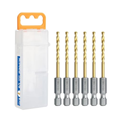 Sechskantschaft-Bohrer-Set, Split-Punkt-Bohrer für Schlagschrauber, Schneiden von Split Point Bohrer für Holz, Stahl, Metall, Kunststoff (0,3 cm (1/8 Zoll), 8 Stück von APRW