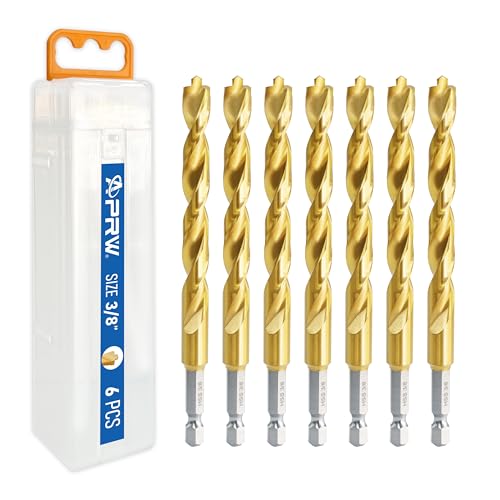 Sechskantschaft-Bohrer-Set, Split-Punkt-Bohrer für Schlagschrauber, Schneiden von Split Point Bohrer für Holz, Stahl, Metall, Kunststoff (3/8 Zoll, 6 Stück) von APRW