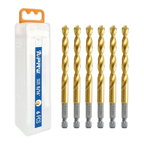 Sechskantschaft-Bohrer-Set, Split-Punkt-Bohrer für Schlagschrauber, Schneiden von Split Point Bohrer für Holz, Stahl, Metall, Kunststoff (5/16 Zoll, 6 Stück) von APRW