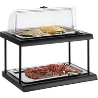 APS Buffetvitrine Doppeldecker schwarz 47,0 x 65,0 cm von APS