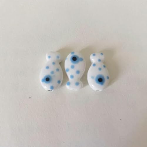 11 x 19 mm fischförmige Keramikperlen, lose Abstandshalter, bunte Porzellanperlen für Schmuckherstellung, DIY-Armband, Ohrringe, Zubehör, Weiß, 10 Stück von APTTEK