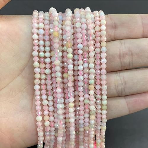 2 mm, 3 mm, 4 mm, facettierte Natursteine, rosa Rosenquarze, Kristallperlen, runde Amethyste, lose Perlen für DIY-Schmuckherstellung, Halskette, Morganit, 3 mm, ca. 120 Stück 2 mm, 3 mm, 4 mm, facettierte Natursteine, rosa Rosenquarze, Kristallperlen, runde Amethyste, lose Perlen für DIY-Schmuckherstellung, Halskette, Morganit, 3 mm, ca. 120 Stück von APTTEK