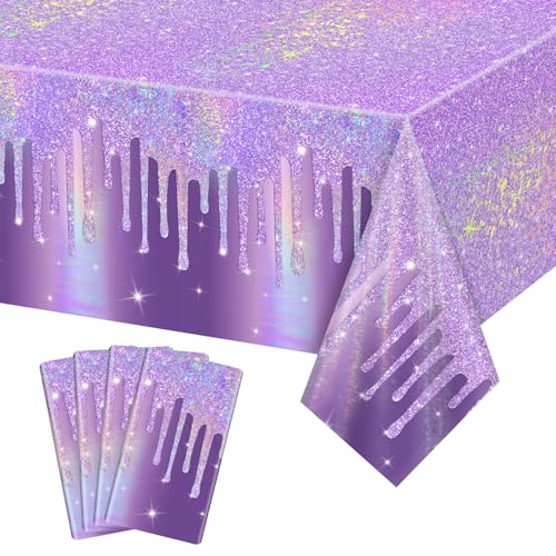 4 Pack glänzend lila Tischdecken, Laser lila Tischdecke für Jahrestag Party Supplies 4 Pack glänzend lila Tischdecken, Laser lila Tischdecke für Jahrestag Party Supplies von APUXXJUPA