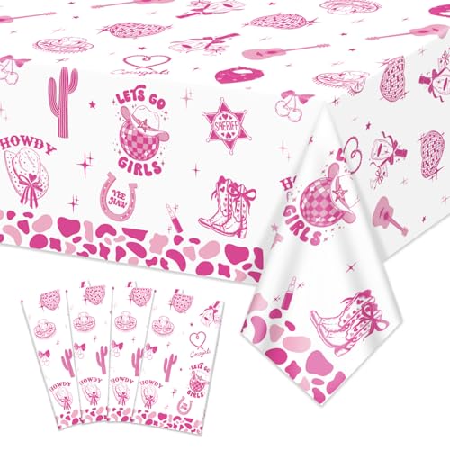 4 Pcs Cowgirl Geburtstag Party Dekorationen - Rosa Western Print Tischdecken für Disco Cowgirl Themed Party Dekorationen Baby Dusche 4 Pcs Cowgirl Geburtstag Party Dekorationen - Rosa Western Print Tischdecken für Disco Cowgirl Themed Party Dekorationen Baby Dusche von APUXXJUPA