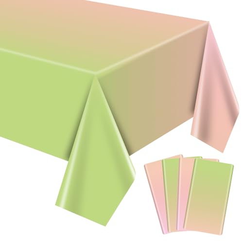 4 Stück Rosa Orange Grün Farbverlauf Tischdecken, 130 x 220 cm Regenbogen Pastell Tischtuch für Wicked Party Dekorationen Baby Dusche von APUXXJUPA