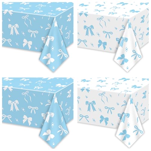 4 Stück blau Geburtstag Dekorationen Bogen Tischdecke, blau und weiß Bogen Tischdecke für Mädchen Geburtstag Dekorationen Baby-Dusche-Party-Zubehör 4 Stück blau Geburtstag Dekorationen Bogen Tischdecke, blau und weiß Bogen Tischdecke für Mädchen Geburtstag Dekorationen Baby-Dusche-Party-Zubehör von APUXXJUPA