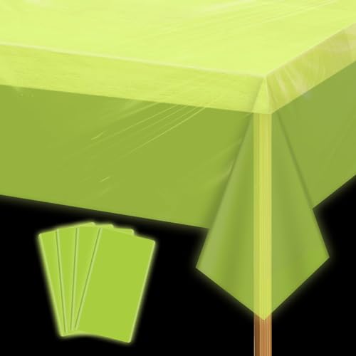 4 Stück gelbe Tischdecken, leuchten in der dunklen Tischdecken Rechteck Tischabdeckungen für Neon Party Dekorationen Geburtstag Graduierung Party Neon Glow Party Supplies, 130 x 220 cm von APUXXJUPA