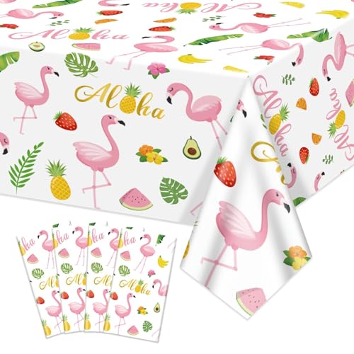APUXXJUPA 4 Stück Flamingo-Tischdecken, Aloha Tropical Luau Party Dekorationen mit hawaiianischen Blättern & Sommerfrüchten Design für Hochzeiten Picknicks Flamingo Partyzubehör 130 x 220 cm APUXXJUPA 4 Stück Flamingo-Tischdecken, Aloha Tropical Luau Party Dekorationen mit hawaiianischen Blättern & Sommerfrüchten Design für Hochzeiten Picknicks Flamingo Partyzubehör 130 x 220 cm von APUXXJUPA