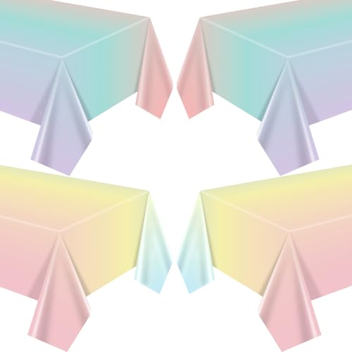4 Pcs Pastell Regenbogen Party Tischdecken, Bunte wasserdicht ölfest Geburtstag Tischdecke für Mädchen Geburtstag Dekorationen Ostern Hochzeit Regenbogen Party Supplies, 130x220cm 4 Pcs Pastell Regenbogen Party Tischdecken, Bunte wasserdicht ölfest Geburtstag Tischdecke für Mädchen Geburtstag Dekorationen Ostern Hochzeit Regenbogen Party Supplies, 130x220cm von APUXXJUPA