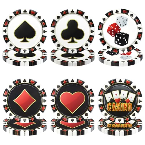 APUXXJUPA 60 Pcs Casino Pappteller, 23 cm Poker Würfel Druck Platten für Casino-Thema Party Dekorationen Las Vegas Party Dekorationen Game Night von APUXXJUPA
