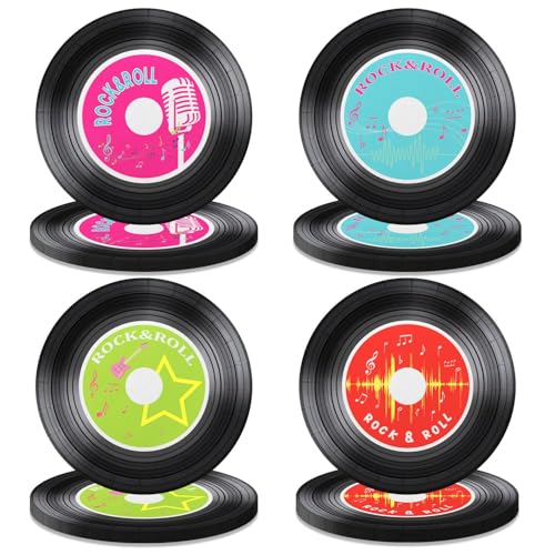 APUXXJUPA CD Pappteller, 23 cm Cds & Vinyl Musik Party Geschirr Rock and Roll Party Dekorationen für Musik Thema Party Zubehör Retro Küchen Dekoration Disco Party Dekorationen von APUXXJUPA