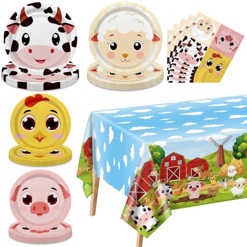 Bauernhof Geburtstag Party Teller Set für 20 Gäste, einschließlich Tiere Tischdecke, Servietten und Bauernhof Teller für Baby Shower Bauernhof Geburtstag Dekorationen Bauernhof Geburtstag Party Teller Set für 20 Gäste, einschließlich Tiere Tischdecke, Servietten und Bauernhof Teller für Baby Shower Bauernhof Geburtstag Dekorationen von APUXXJUPA