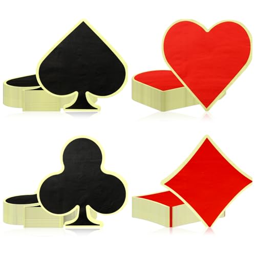 Casino Poker Print Servietten, 4 Muster Poker Papier Servietten für Casino-Thema Party Dekorationen Vegas Themed Party Dekorationen von APUXXJUPA