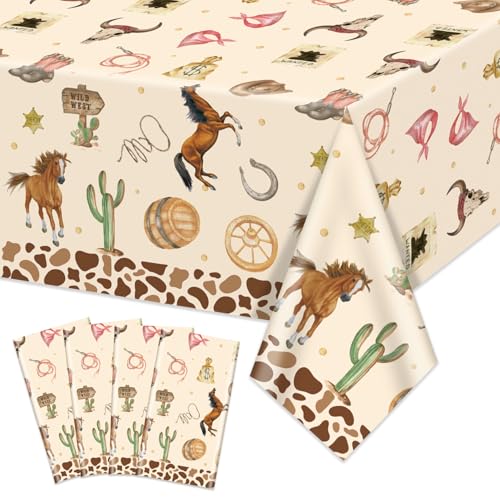 Cowboy-Tischdecke - 4 Pcs Wild Western Print Tischdecken Cowboy Party Dekorationen für Rodeo Geburtstag Zubehör Baby Dusche Western Party Dekorationen Cowboy-Tischdecke - 4 Pcs Wild Western Print Tischdecken Cowboy Party Dekorationen für Rodeo Geburtstag Zubehör Baby Dusche Western Party Dekorationen von APUXXJUPA