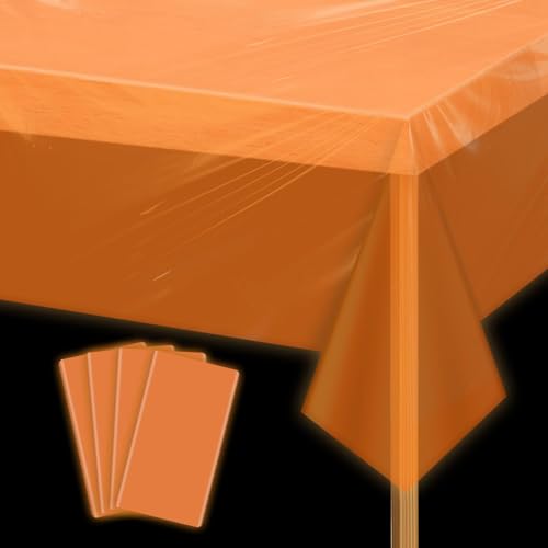 Glow Party Orange Tischdecke, 4 Pcs wasserdicht Neon Party Dekorationen Tischdecken für Neon Graduation Party Hochzeit Geburtstag Party Dekorationen, 51 x 86 Zoll von APUXXJUPA