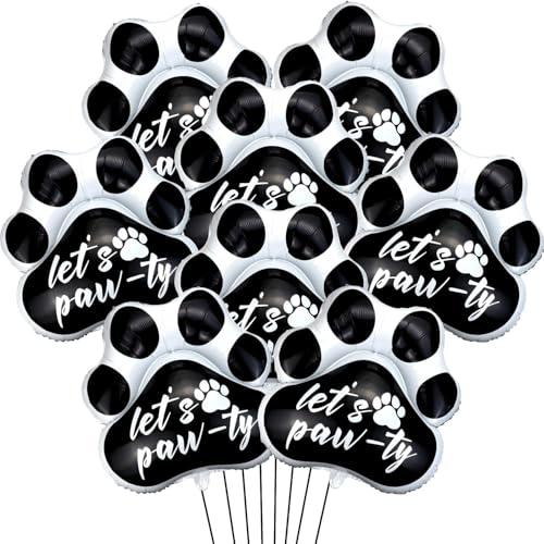 Luftballons für Hundegeburtstag, 4 Stück, schwarze Pfotenabdruck-Ballons, Welpen-Hunde-Ballons für Geburtstagsparty-Dekorationen, Hunde-Partyzubehör (schwarz, 4) von APUXXJUPA