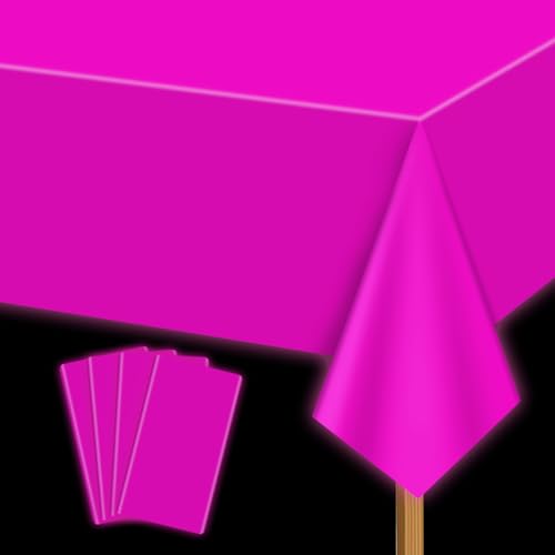 Neon Tischdecken - 4 Stück Fuchsia 130 x 220 cm Glow in The Dark Tischdecken für Neon Party Dekorationen Glow Party Supplies von APUXXJUPA