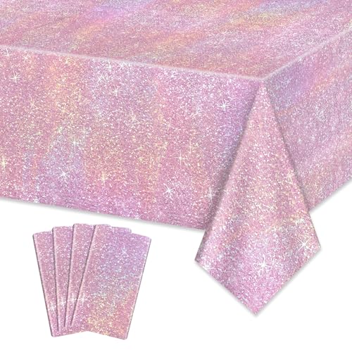 Rosa Glitter Tischtuch, 4 Pack Hellrosa Tischdecken für Mädchen Junge Dame Geburtstag Party Zubehör Braut Hochzeit Dekorationen, 130 x 220 cm Rosa Glitter Tischtuch, 4 Pack Hellrosa Tischdecken für Mädchen Junge Dame Geburtstag Party Zubehör Braut Hochzeit Dekorationen, 130 x 220 cm von APUXXJUPA
