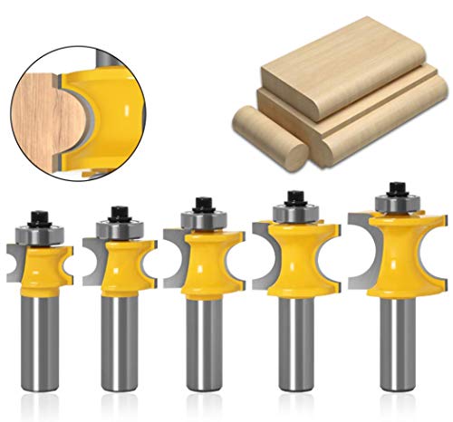 APLUS Halbstabfräser, 5 Stück Half Round Bearing Bullnose Router Bit Set, 1/2'' Schaft APLUS Halbstabfräser, 5 Stück Half Round Bearing Bullnose Router Bit Set, 1/2'' Schaft von APlus