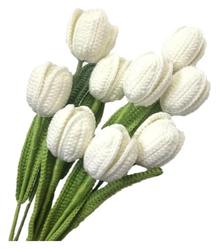 Handgemachte gestrickte Kunstblume aus Wolle, künstlicher Tulpenstrauß, handgefertigt for die Heimdekoration, Wollgarn, Häkelblume for Vase, handgewebt(1) von AQCDPJYU