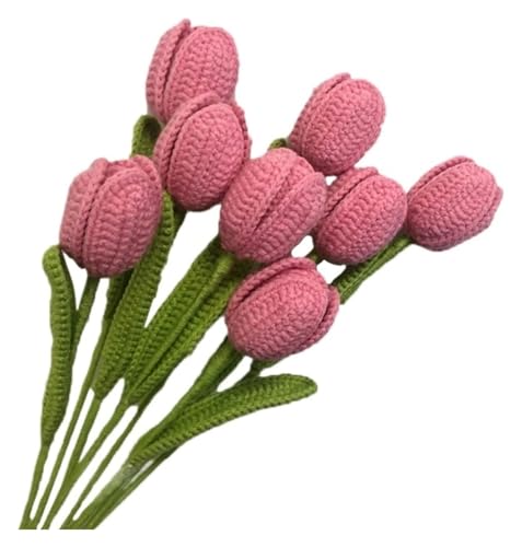 Handgemachte gestrickte Kunstblume aus Wolle, künstlicher Tulpenstrauß, handgefertigt for die Heimdekoration, Wollgarn, Häkelblume for Vase, handgewebt(2) von AQCDPJYU