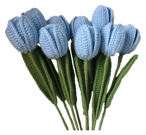 Handgemachte gestrickte Kunstblume aus Wolle, künstlicher Tulpenstrauß, handgefertigt for die Heimdekoration, Wollgarn, Häkelblume for Vase, handgewebt(3) von AQCDPJYU